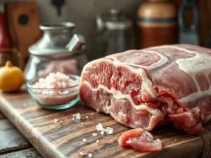 Zdrowy posiłek z kurczakiem, warzywami i komosą ryżową na drewnianym stole, w tle osoba planująca dietę na laptopie.