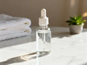 Zestaw profesjonalnych akcesoriów do manicure ułożony na marmurowym blacie, gotowy do wykonania klasycznego zabiegu.