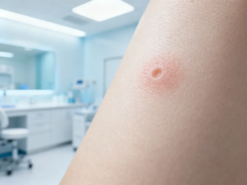 Zbliżenie na zdrową skórę twarzy w profesjonalnym gabinecie dermatologicznym, podkreślające efekt skutecznej kuracji.