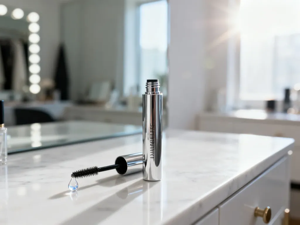 Eleganckie serum do rzęs Long 4 Lashes na marmurowym blacie, podkreślające profesjonalną pielęgnację i estetykę produktu.