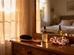 Kapsułka kwasu alfa-liponowego obok szklanki wody na marmurowym blacie w porannym świetle.
