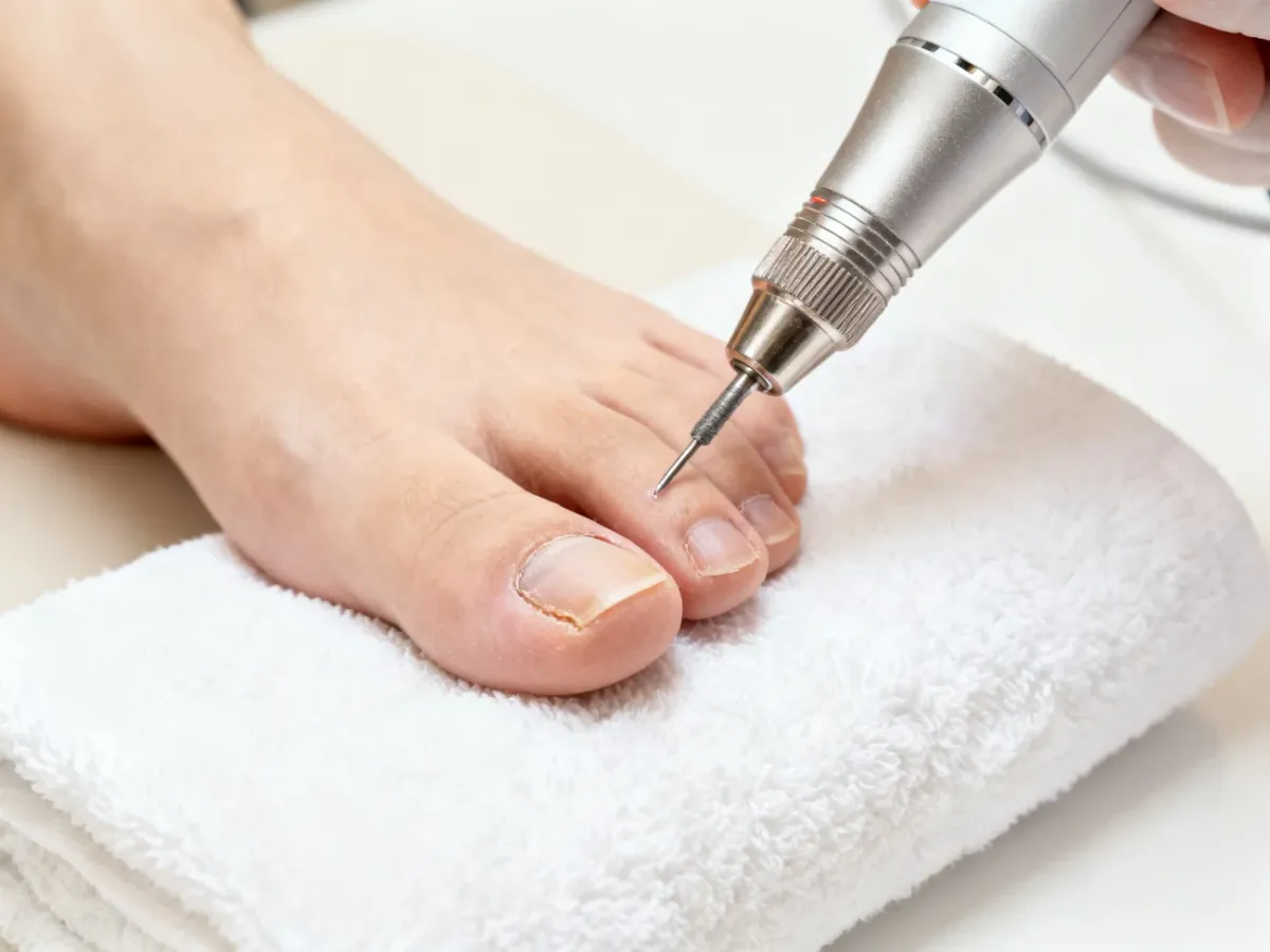 Frezarka elektryczna używana do pedicure na suchej stopie