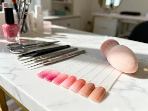 Eleganckie buteleczki z serum i żelem nawilżającym na marmurowym blacie, prezentujące produkty do pielęgnacji skóry.