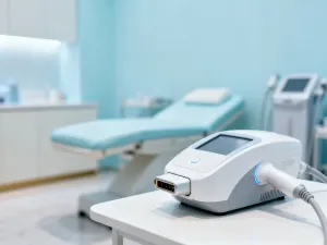 Lśniące i idealnie wygładzone pasmo włosów po profesjonalnym zabiegu pielęgnacyjnym w salonie fryzjerskim.