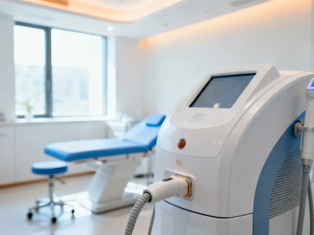 Nowoczesne urządzenie do depilacji laserowej w profesjonalnym gabinecie medycyny estetycznej.