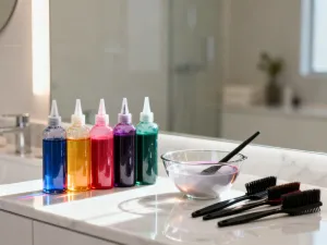 Szklana buteleczka z serum na marmurowym blacie, podkreślająca czystość i naturalną pielęgnację cery tłustej.