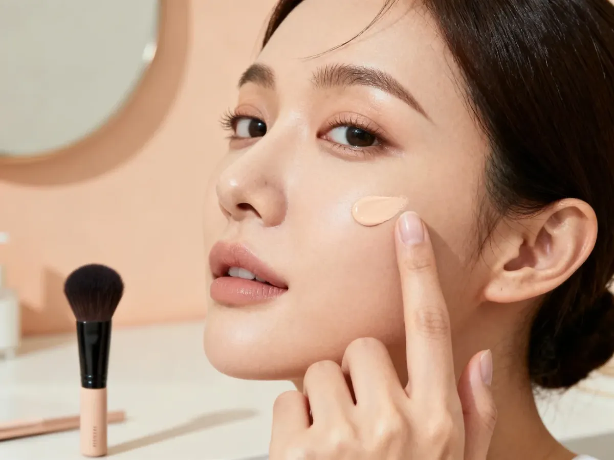 Delikatne wklepywanie bazy pod makijaż opuszkami palców